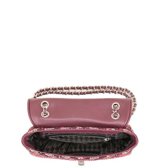 Karl Lagerfeld Agyness Tweed Crossbody Flap NWOT Convertible Wine Navy Luxury - Picture 14 of 16